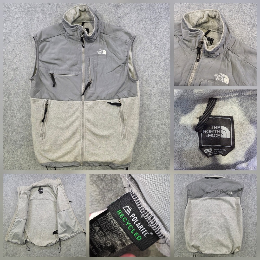 The North Face Denali Vest Mens XL Gray Polartec Fleece‎ Zip Pockets Softshell